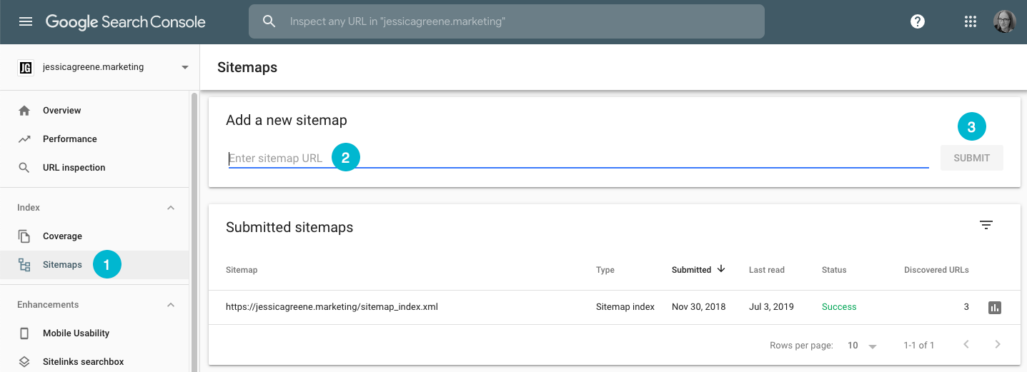 submit a sitemap in google search console