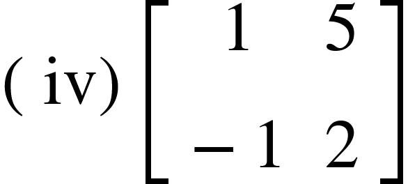 <math xmlns="http://www.w3.org/1998/Math/MathML"><mfenced><mi>iv</mi></mfenced><mfenced open="[" close="]"><mtable><mtr><mtd><mn>1</mn></mtd><mtd><mn>5</mn></mtd></mtr><mtr><mtd><mo>-</mo><mn>1</mn></mtd><mtd><mn>2</mn></mtd></mtr></mtable></mfenced><mspace linebreak="newline"/></math>