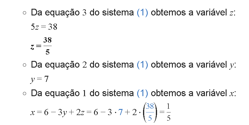 Resolução exercício 3 sistema linear