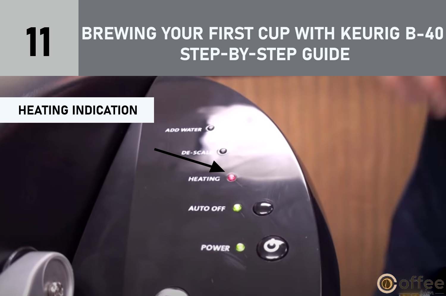 This image illustrates the "Heating Indication" as discussed in the section titled "Brewing Your First Cup with Keurig B-40: Step-by-Step Guide" within the article "How to Use Keurig B-40."