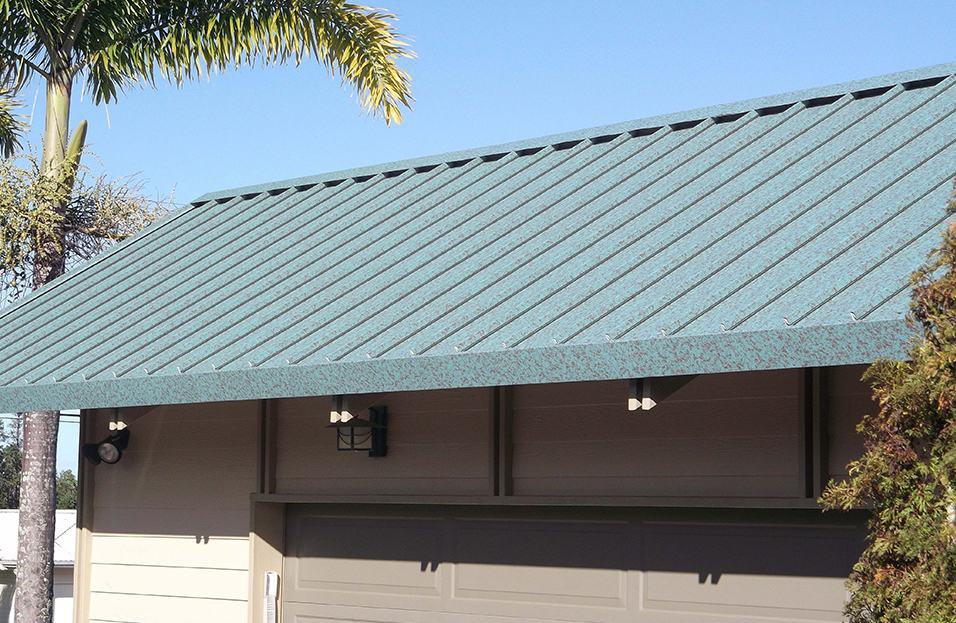 standing seam metal roof in green copper