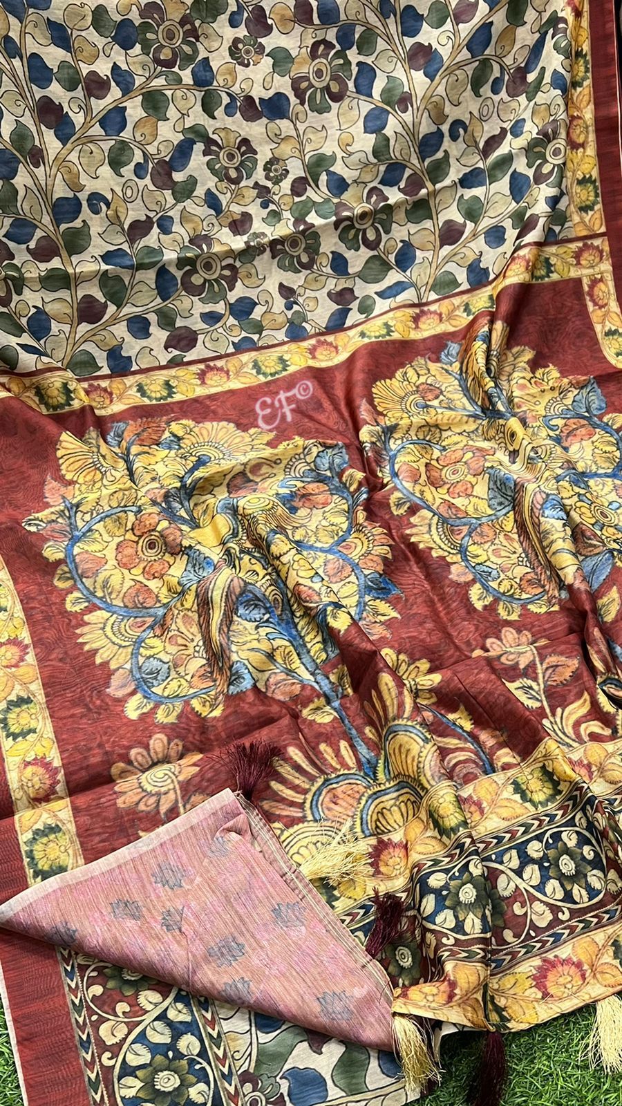 Elegant Kalamkari Printed Maheshwari Silk Sarees