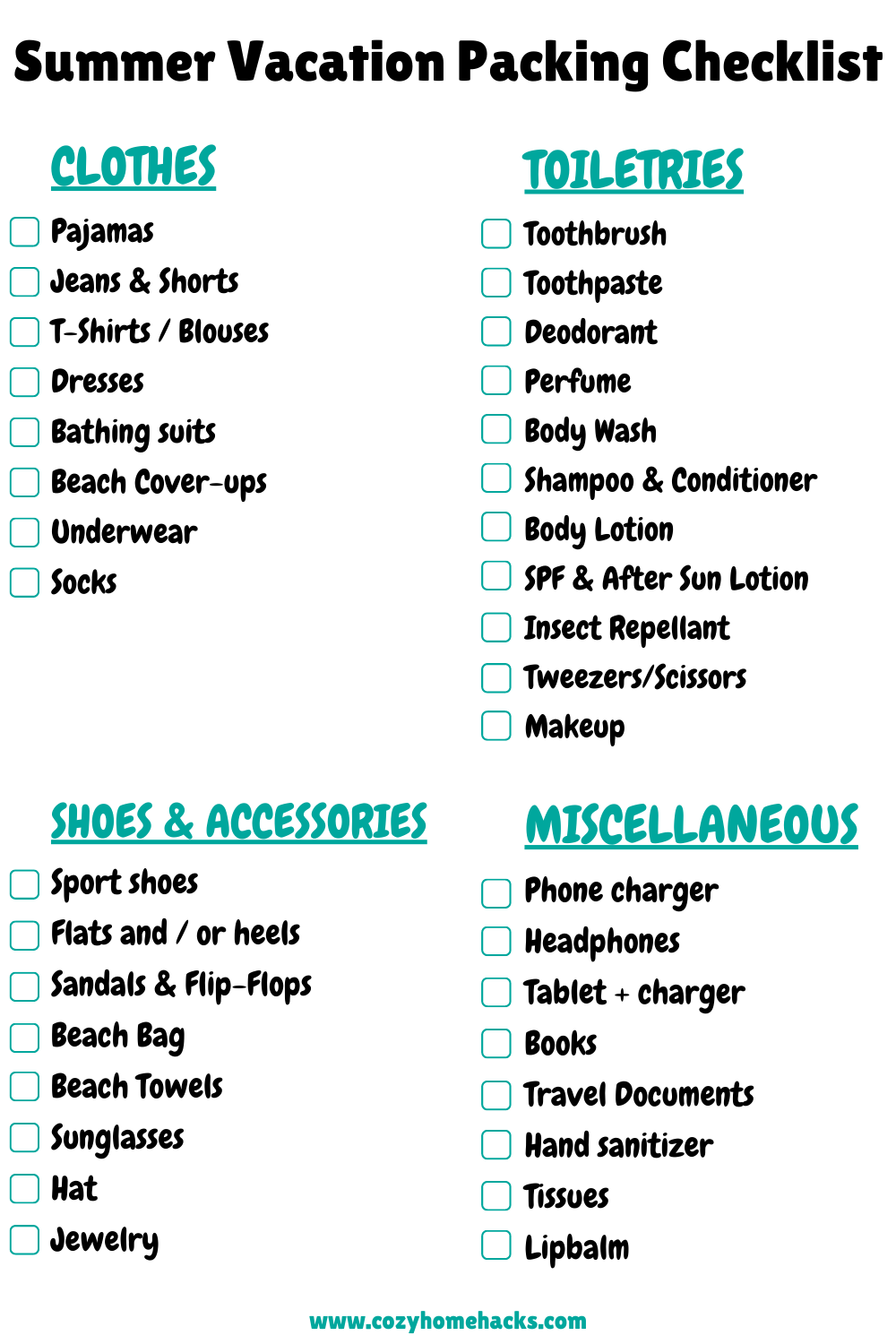 how to pack for summer vacation - the packing checklist