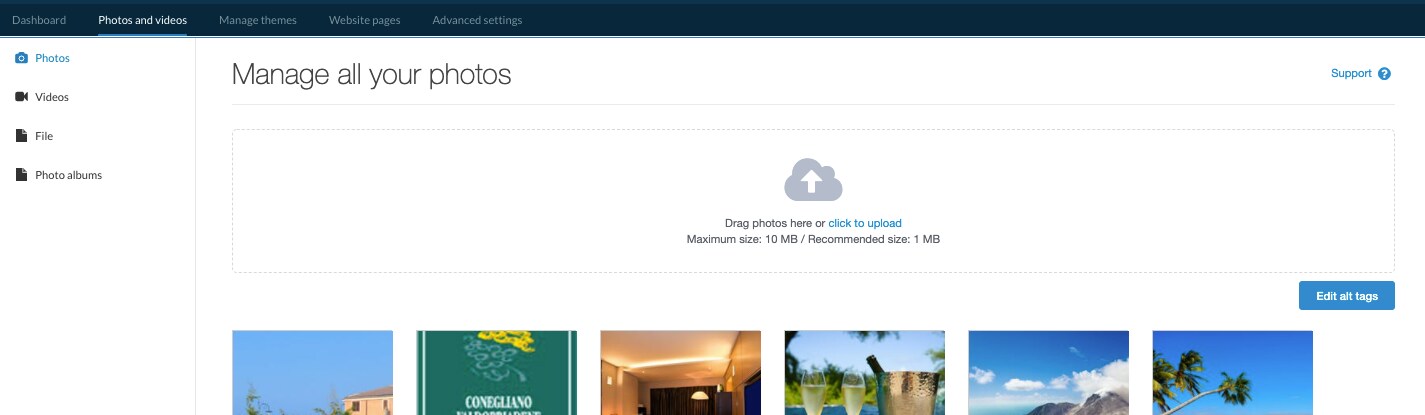 Image showing how to upload photos on Little Hotelier's hotel CMS