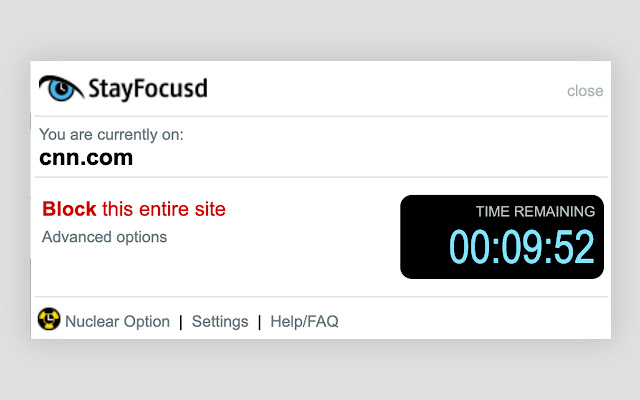 A screenshot of StayFocusd.