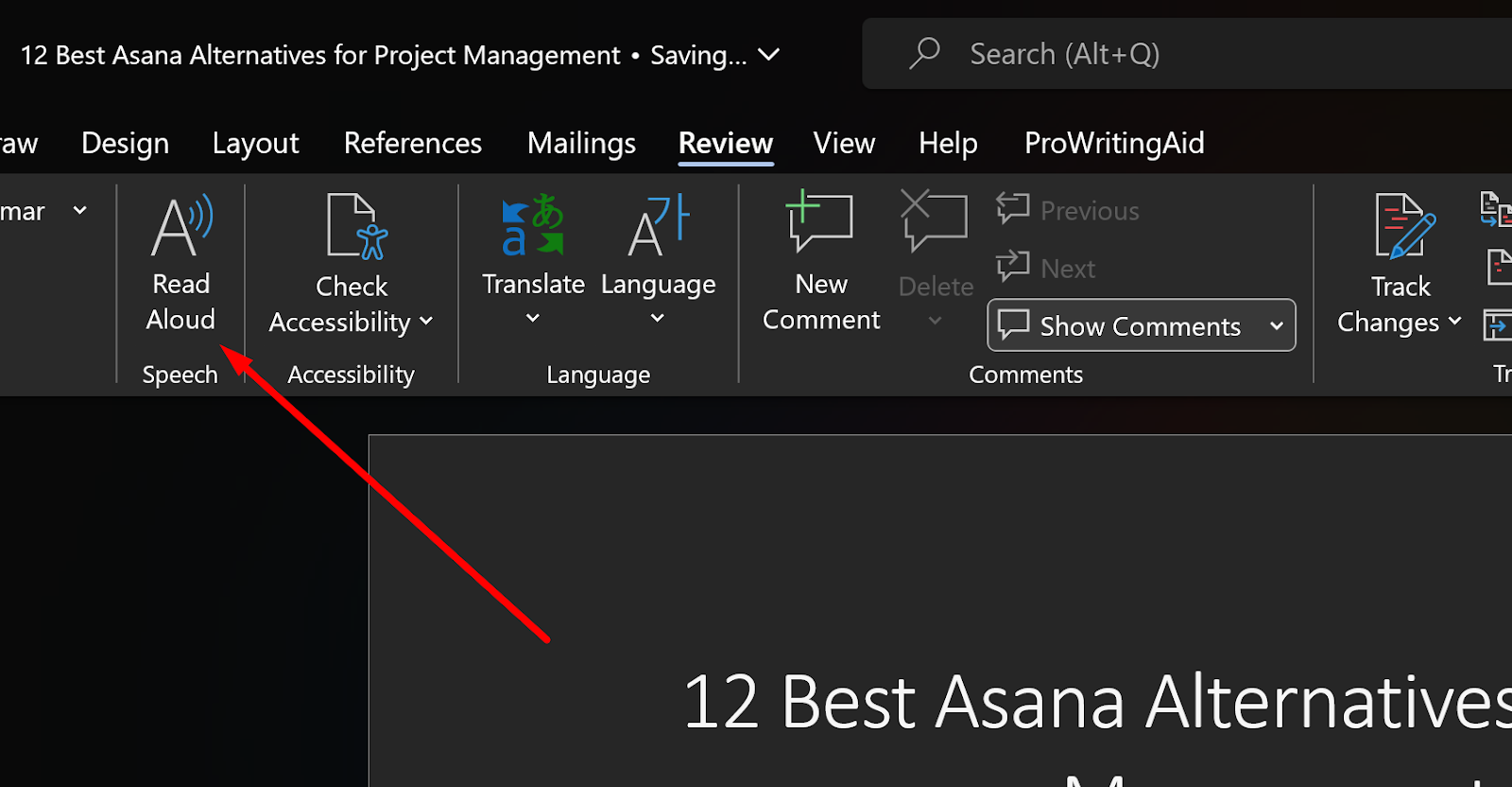 Microsoft 365's Read Aloud feature