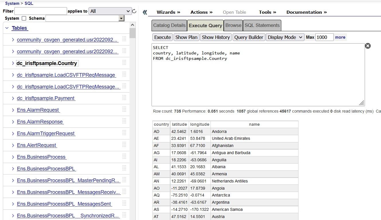 Select csv results