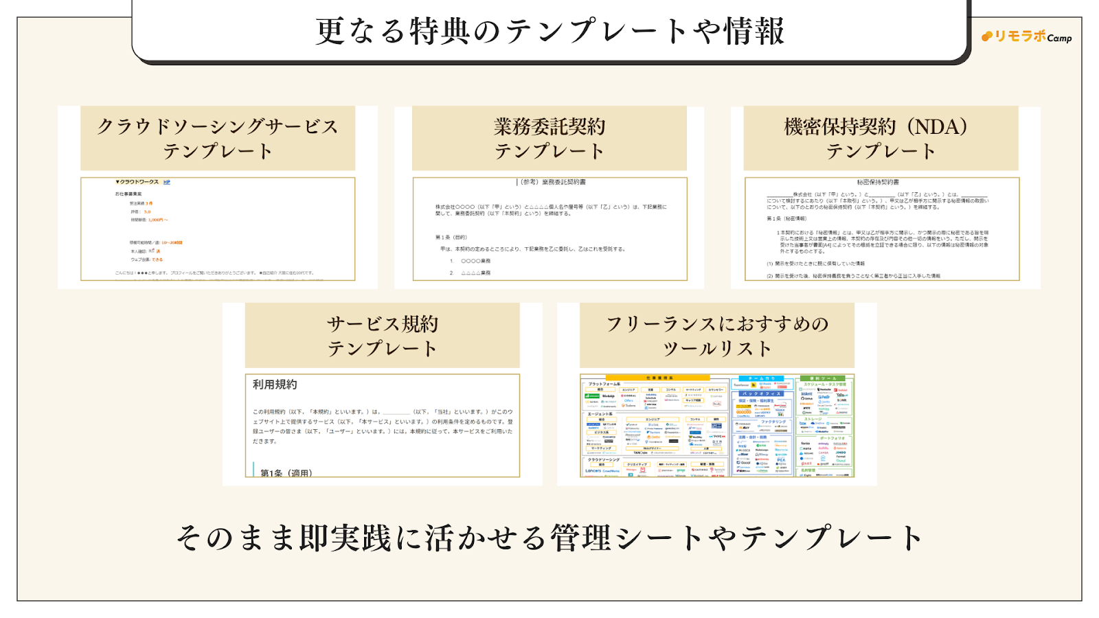 特典2.　テンプレート・情報