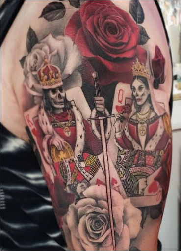 Illustrative Queen Of Hearts Tattoo