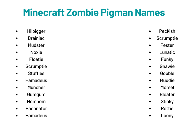 Minecraft Zombie Pigman Names