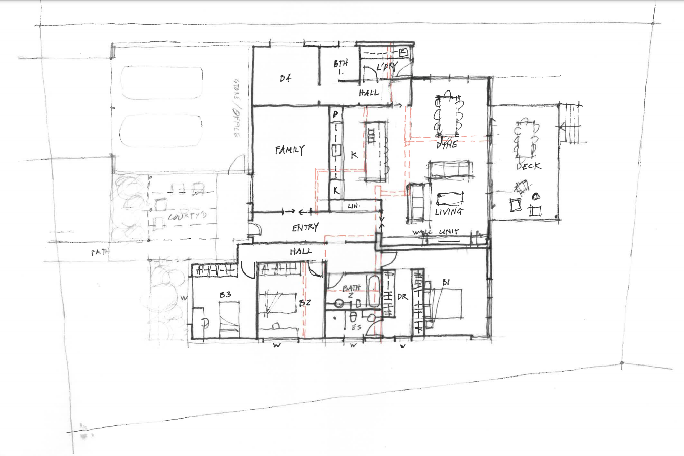 architect sketch of floorplan