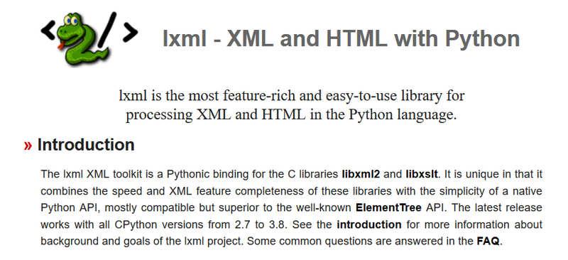 Lxml – простая и быстрая при анализе больших документов библиотека