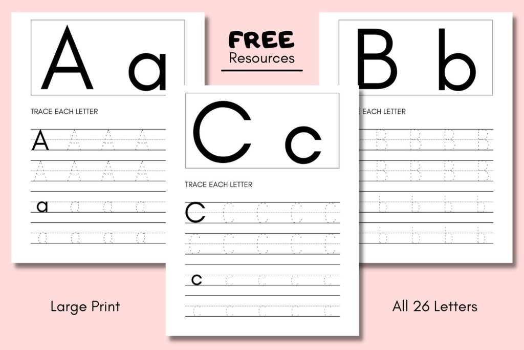 free traceable alphabet letters printable worksheets happy little printables