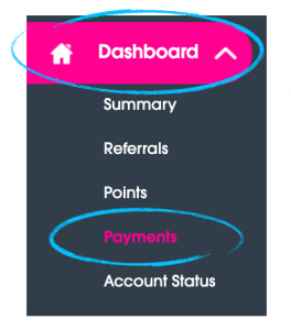 Play Octopus Driver Dashboard with the "Dashboard" and "Payments" tabs circled.