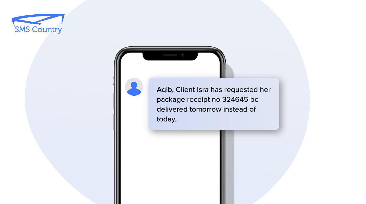 Courier company using a rescheduled delivery logistics SMS template