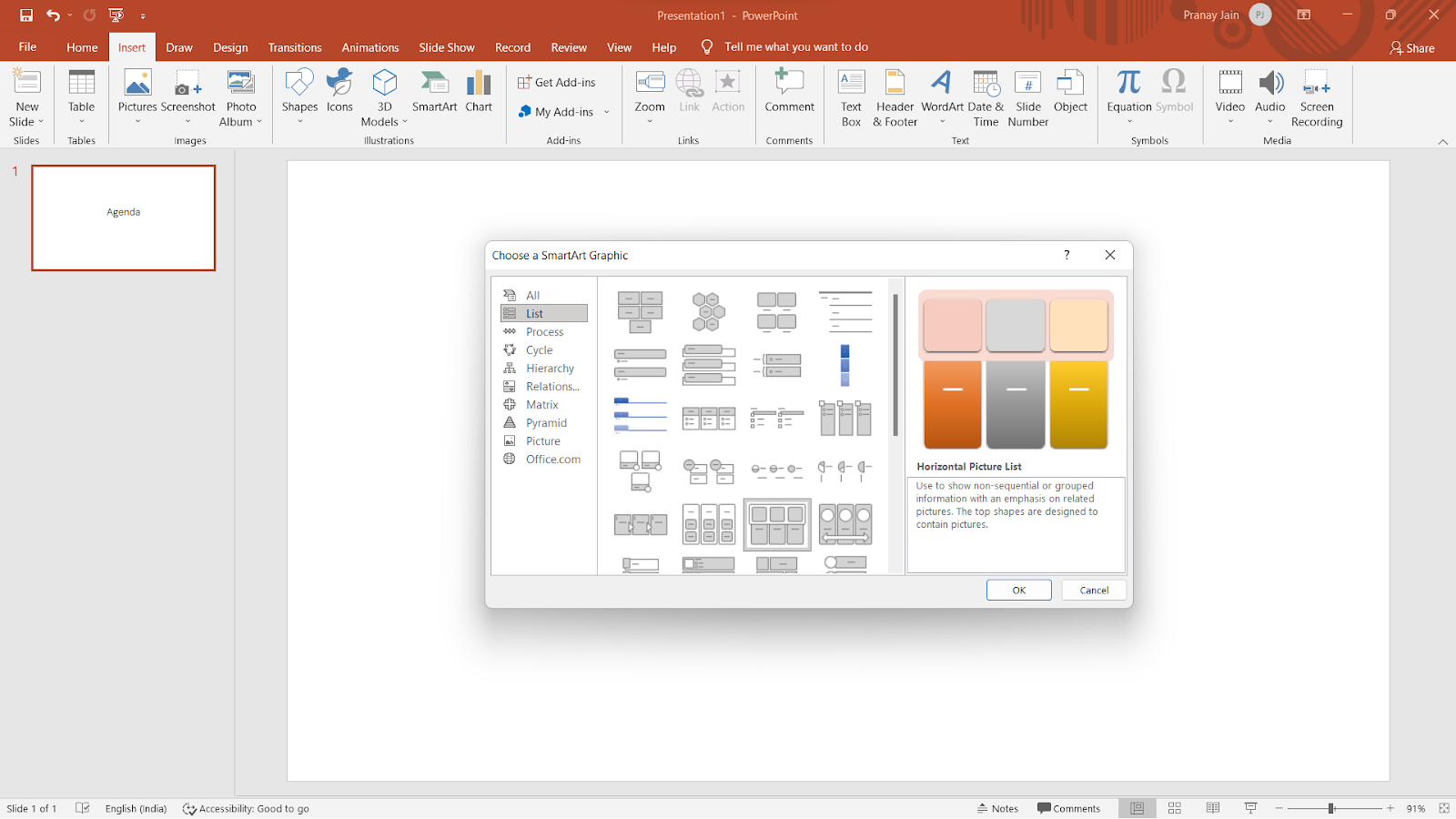 agenda of powerpoint presentation