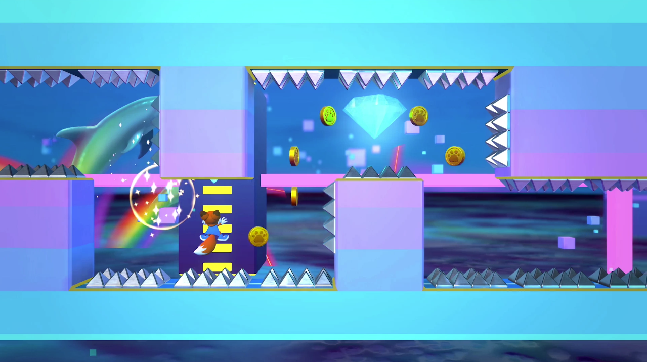 A challenge platformer level from Super Lucky's Tale