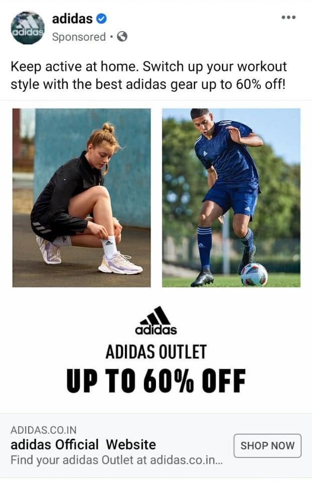 facebook lead ad examples adidas with a dint of highly targeted link ads giving more options to directly shop