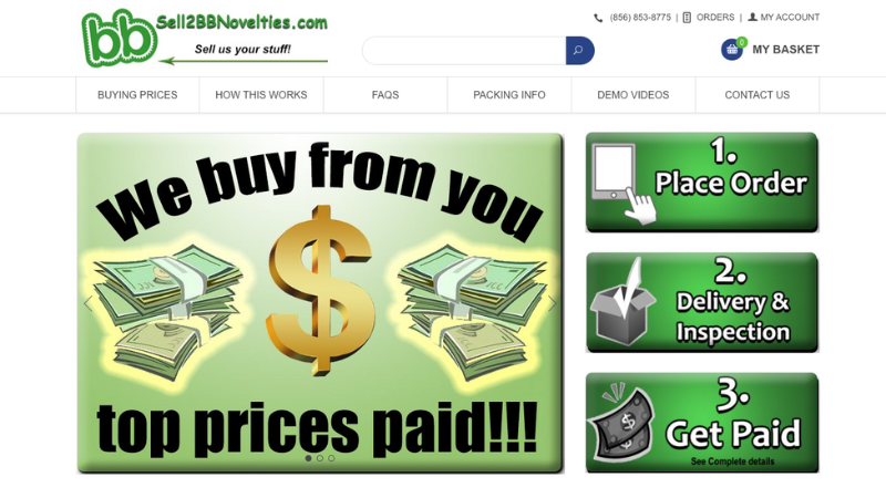 Sell2BBNovellties online selling home page