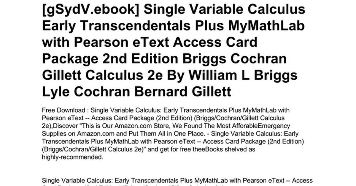 calculus early transcendentals 2nd edition pdf download