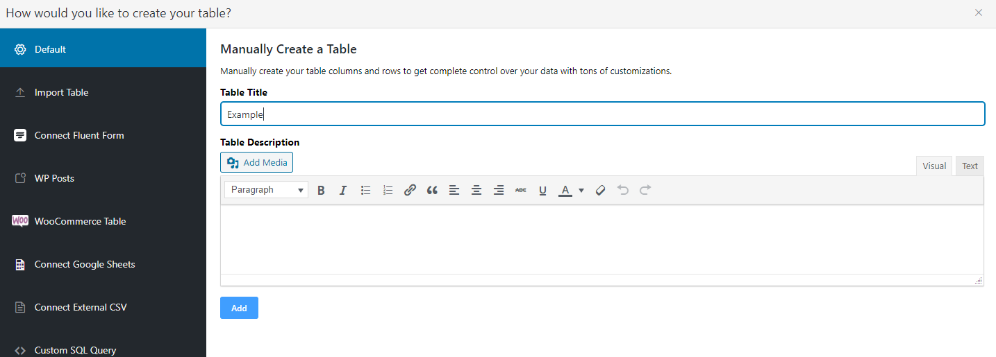 Create online data tables with Ninja Tables