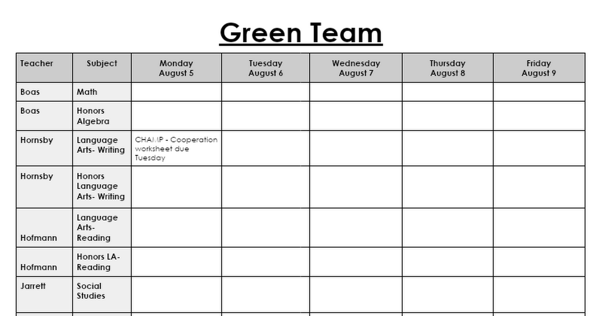 Green Team Homework Google Docs