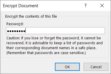 Set a Password to Encrypt your document