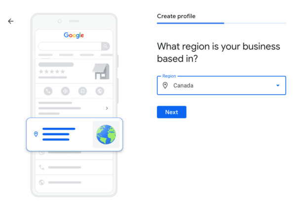 select region where business is based