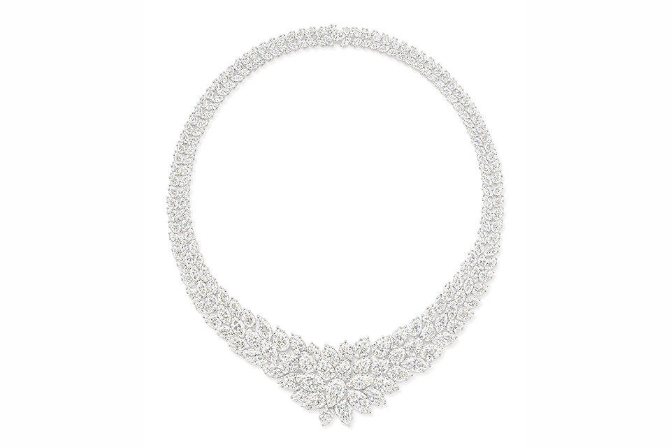 April Diamond Birthstone Jewelry | Harry Winston Winston Cluster necklace in platinum with 136.66 carats diamond