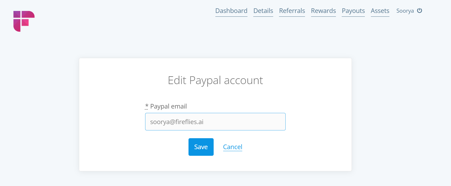Enter your Paypal email