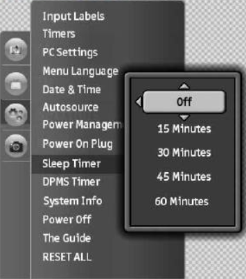 sleep timer setting