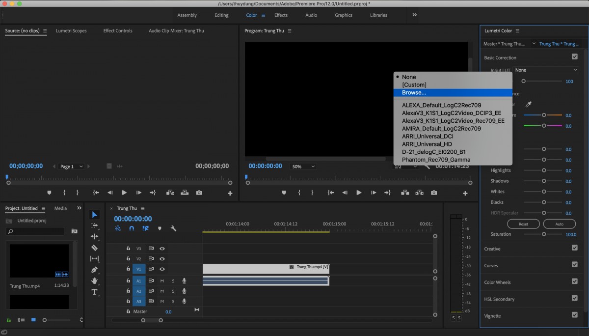 Chỉnh màu video trong Adobe Premiere