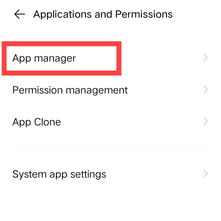 Then select the App manager option.