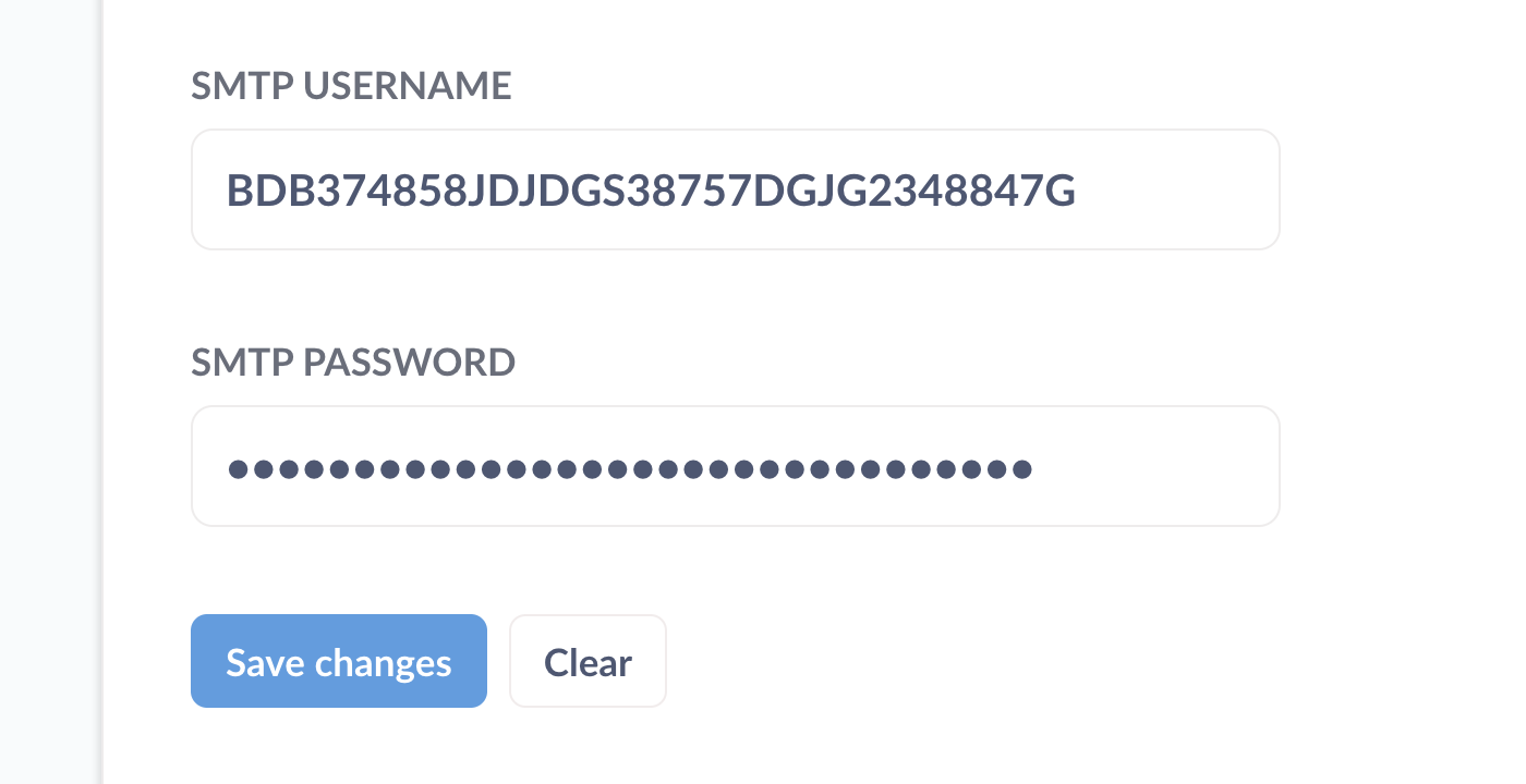 SMTP username and password