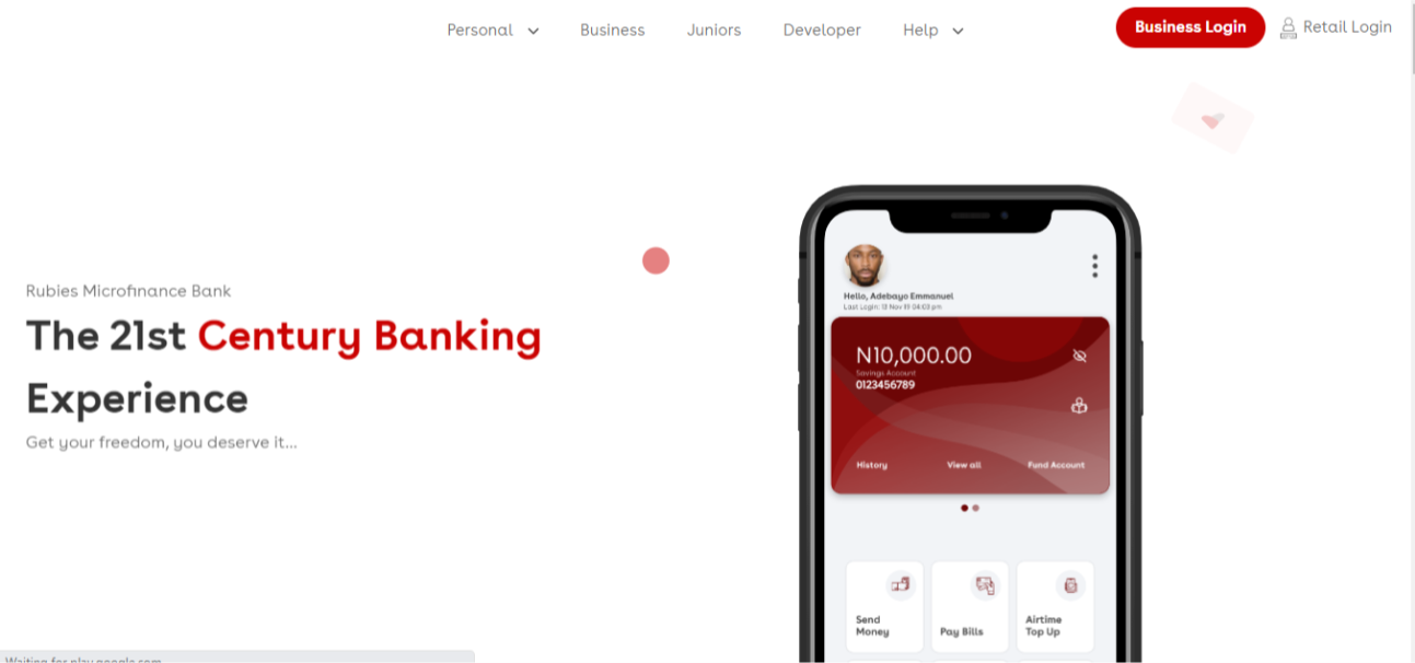 Rubies is a bank for online business in Nigeria