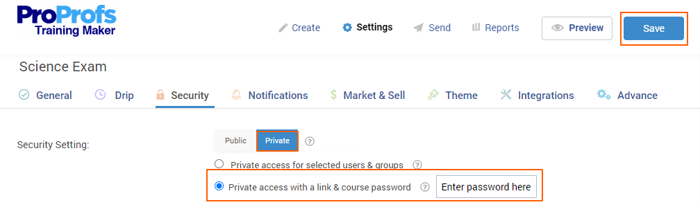 Enable Private Access with Link & Password