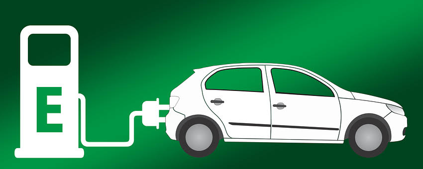 Cartoon image of Electric car charging