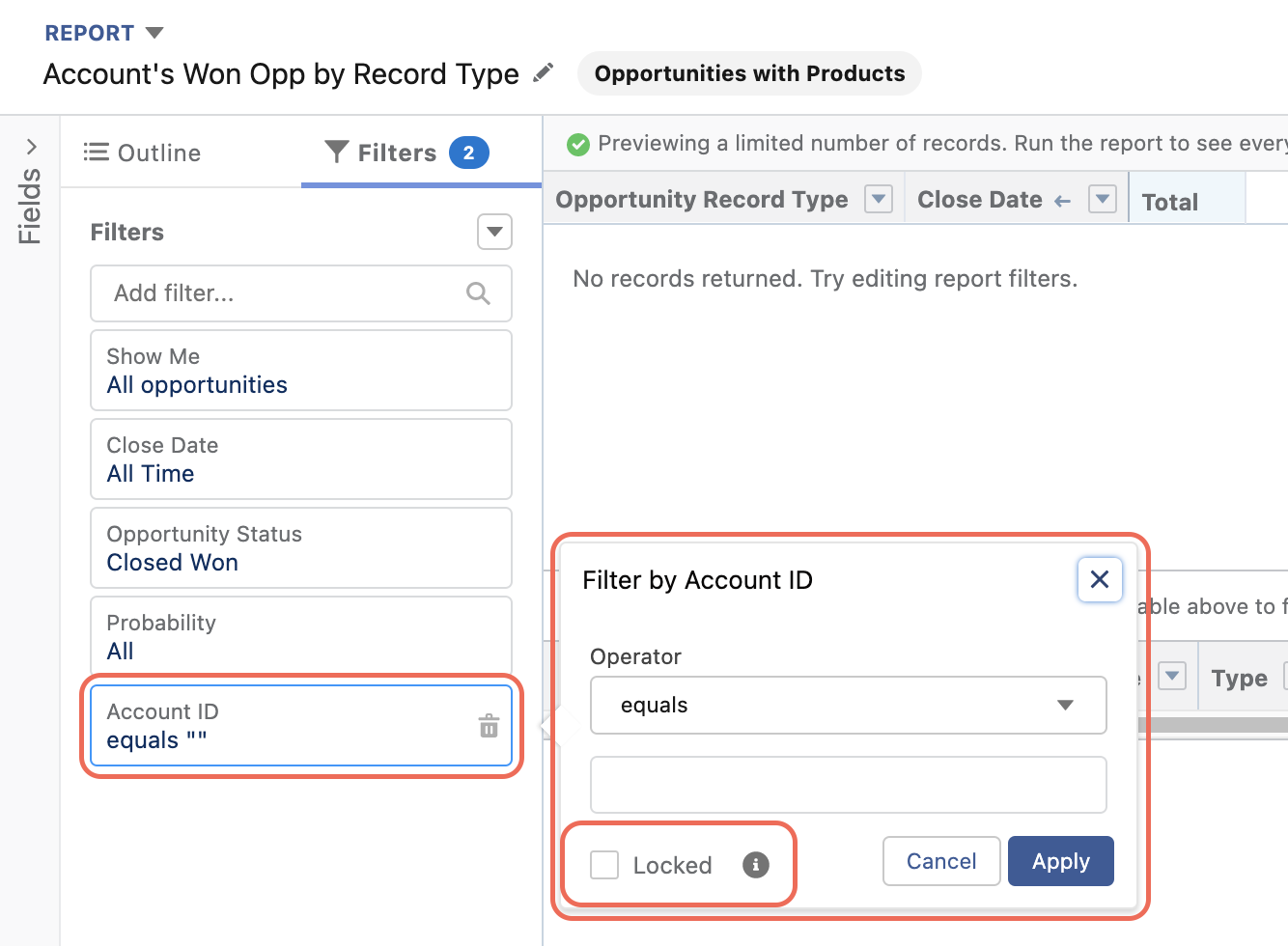 Report Link Filtering a Specific Record | Hello Kloud