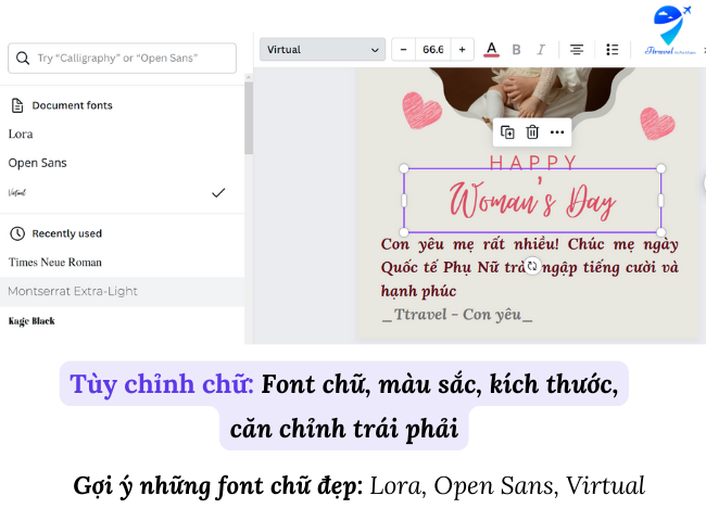 Tùy chỉnh chữ trong thiết kế của mình tại Canva