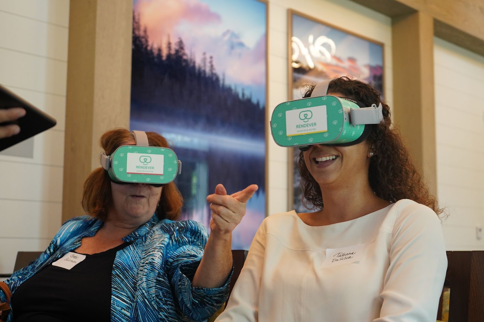 Mother and Daughter try VR at senior living community