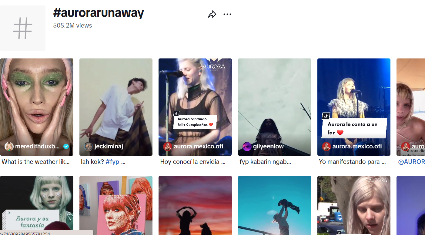 A screenshot of a social media trend about "#aurorarunaway"