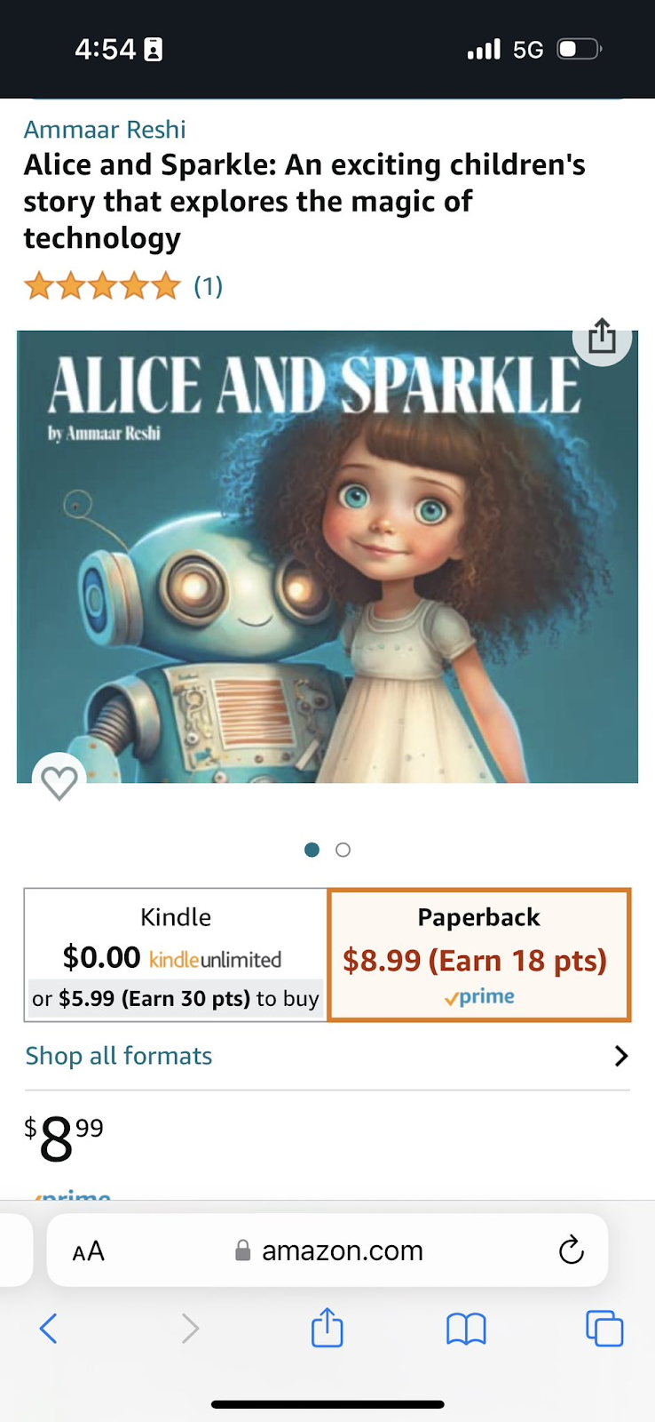 ChatGPTとMidjourneyによって生成された絵本「Alice and Sparkle」現在はAmazonからは削除 Image: 