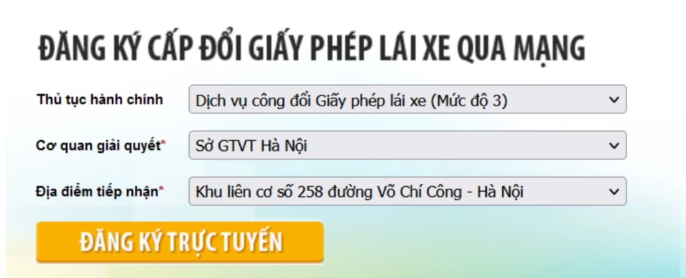 Bước 1: Truy cập website Dịch vụ công của Cục đường bộ Việt Nam