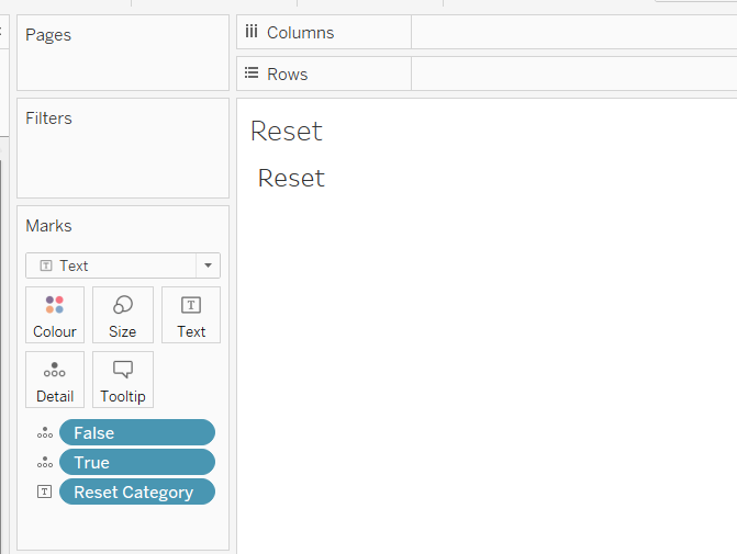 building a text Reset button in Tableau