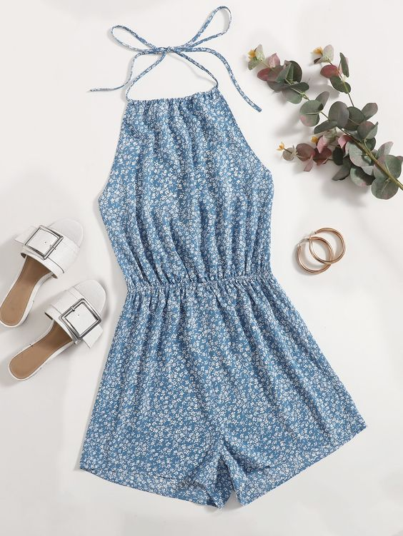 Outfit #7: A Floral Romper and Wedges