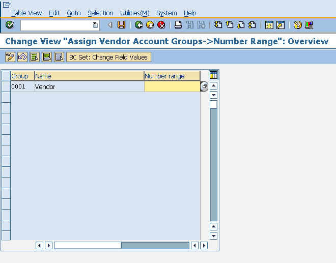 SAP Vendor Assign Number range Entry