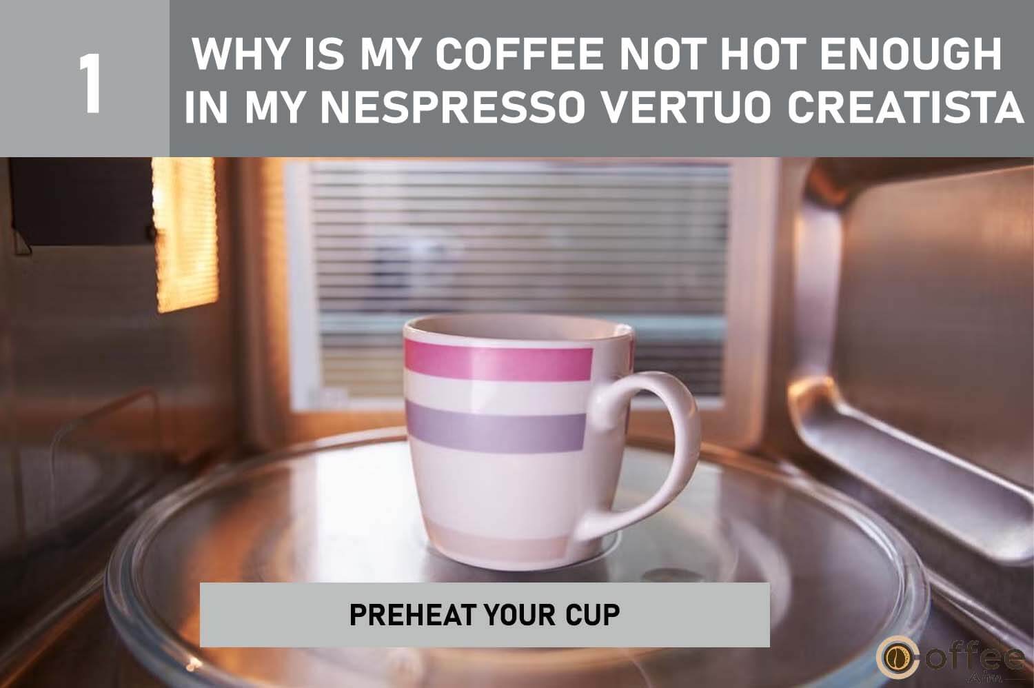 This picture shows how to warm your cup before making coffee in a Nespresso Vertuo Creatista to ensure hotter coffee.