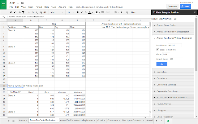 Screenshot of XLMiner Analysis ToolPak