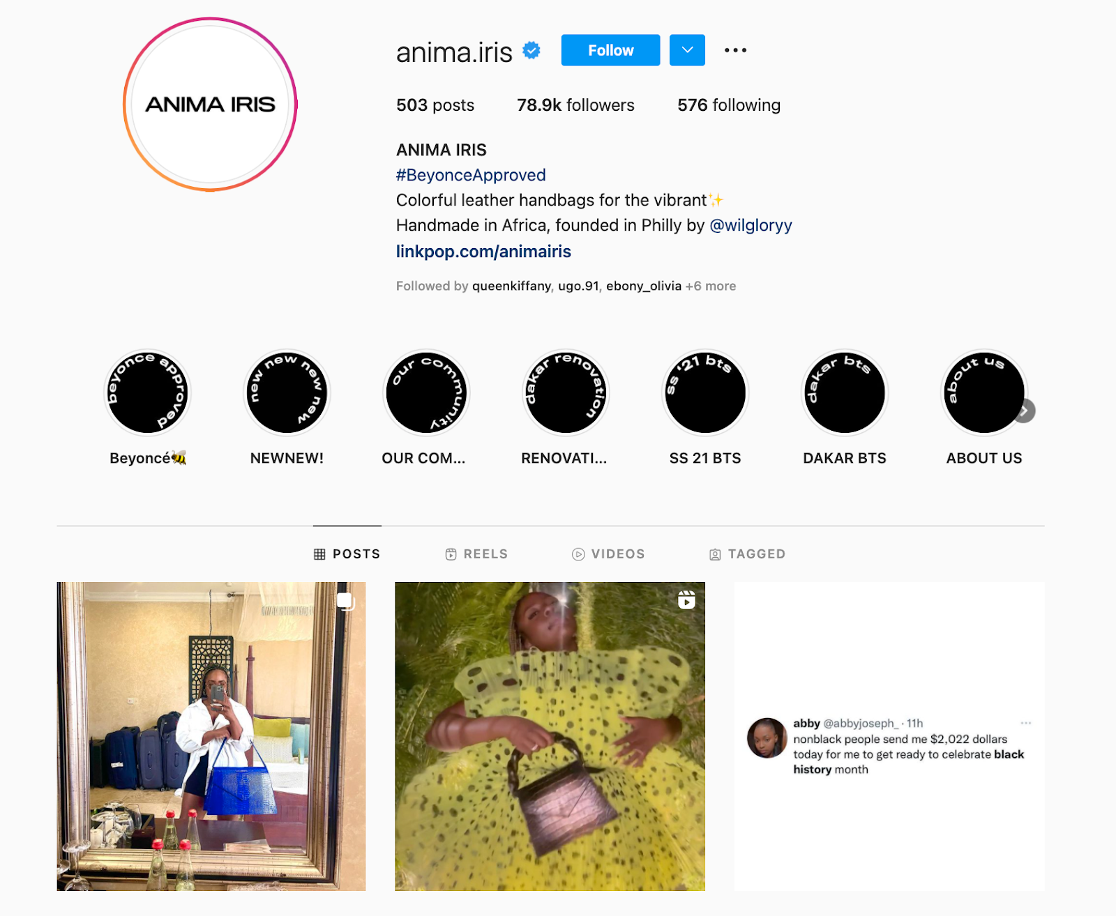 Best Brands on Instagram: Anima Iris
