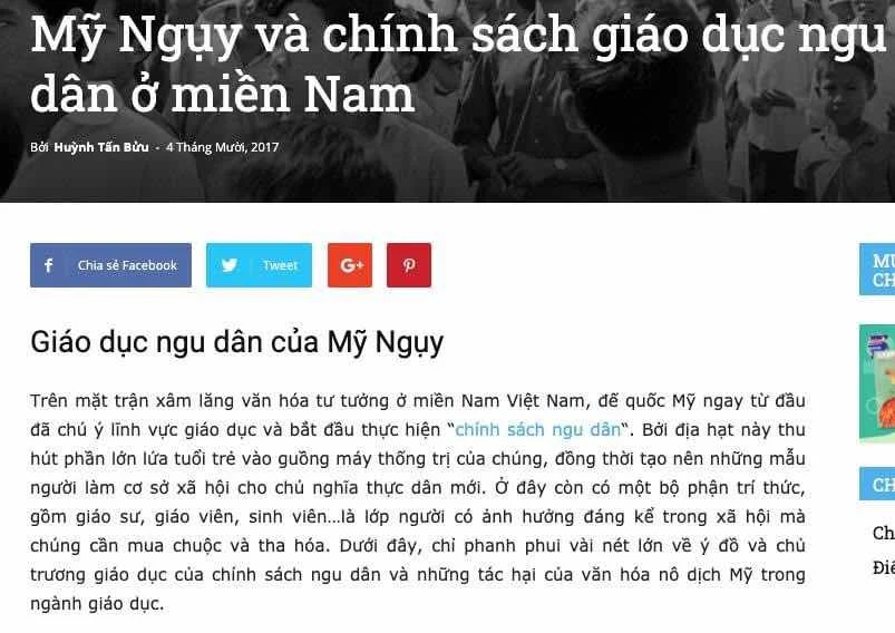 Cái nhìn của cán bộ tuyên giáo: bọn Mĩ Nguỵ 'thực hiện giáo dục ngu dân bằng cách ép học ngoại ngữ'.